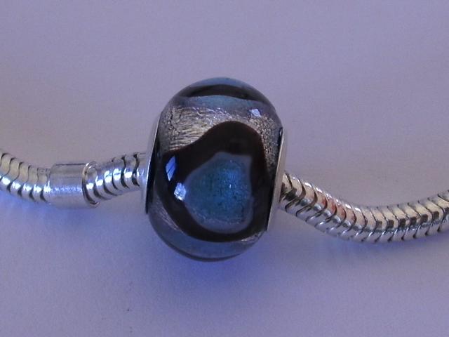 Abalorio de Plata   Murano Plata, Azul y Marrón