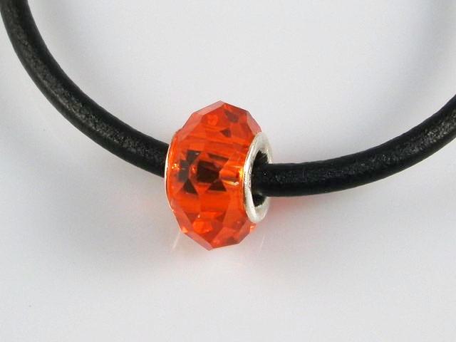 Abalorio cristal de murano naranja y Plata