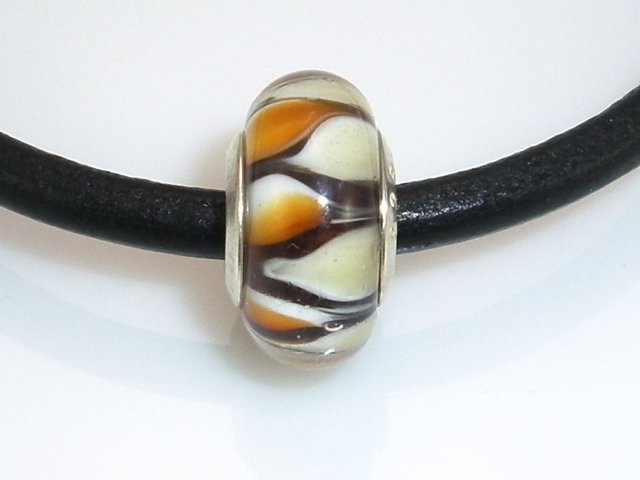 Abalorio Murano marron y camel de Plata de ley  