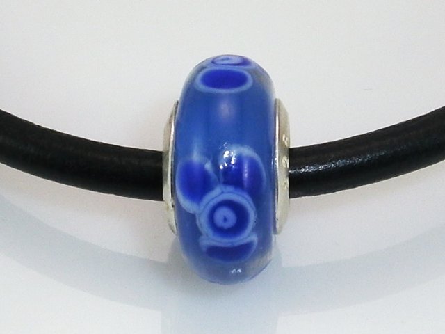 Abalorio de Cristal de Murano flores azules  