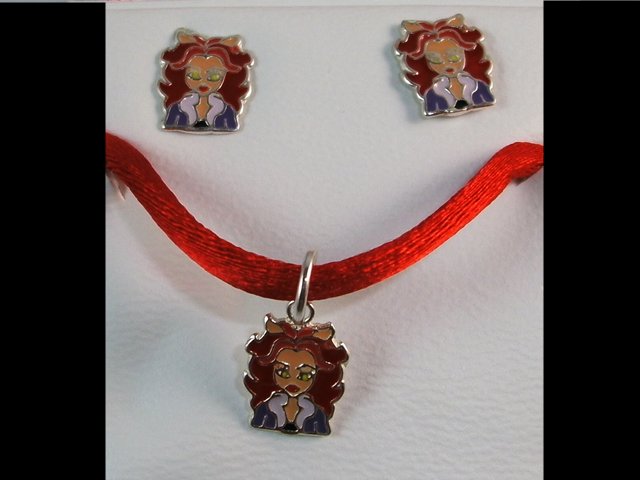 Conjunto Monster Pendientes y Gargantilla de Plata de ley