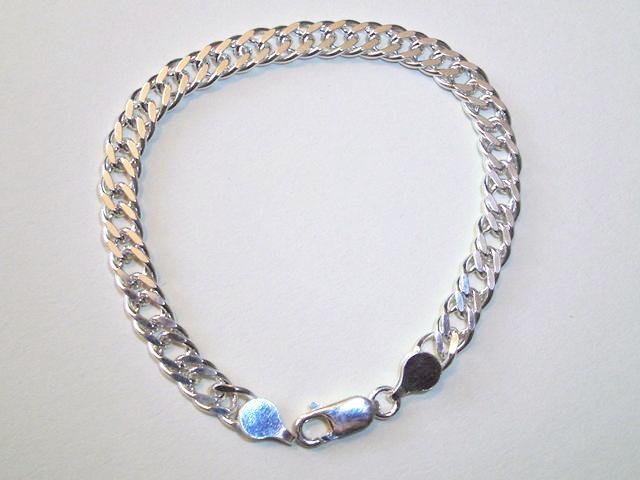 Pulsera cadena barbada de Plata de Ley