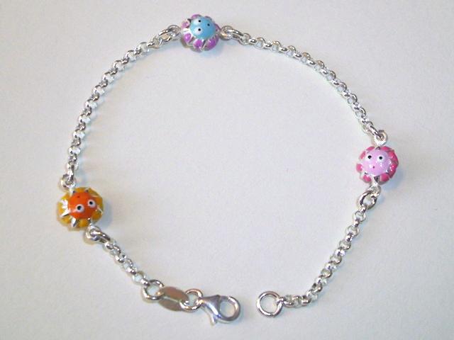 Pulsera soles de esmalte de Plata de ley