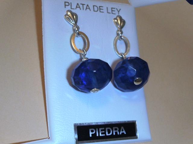 Pendientes bola cuarzo azul y Plata de ley