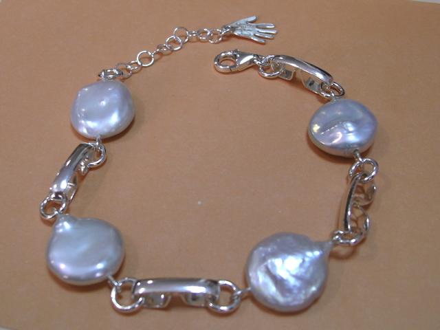 Pulsera de Plata de ley y Perlas cultivadas de rio