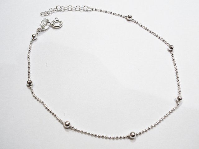 Pulsera tobillera bolitas de Plata de ley