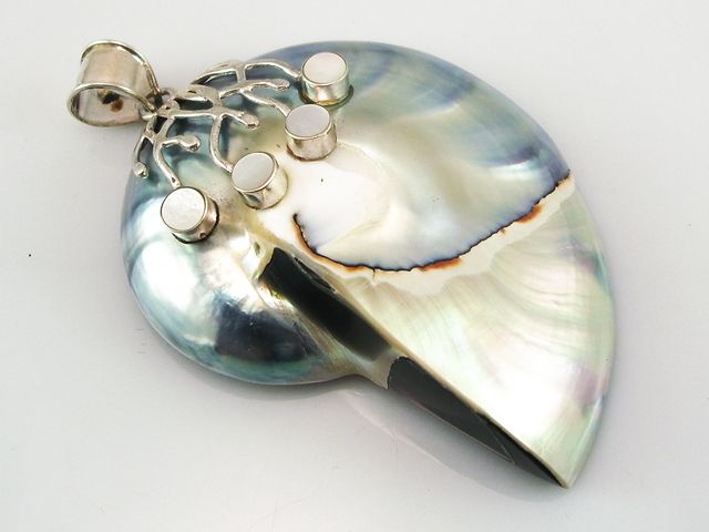 Colgante caracola de Nácar y Plata de ley