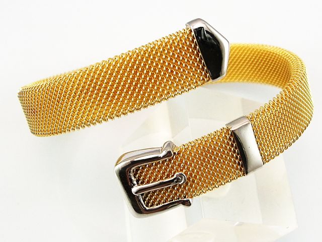 Pulsera malla Acero dorada cinturon de Plata de ley