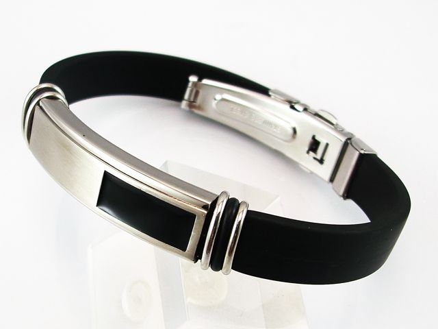 Pulsera de Acero y Caucho negro cierre reloj