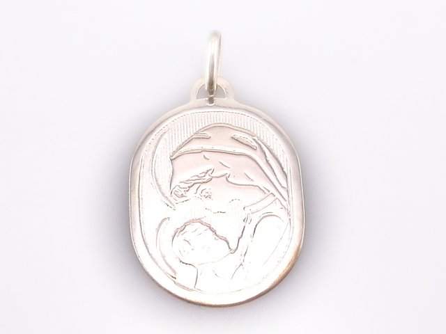 Medalla Virgen con Niño de Plata de ley
