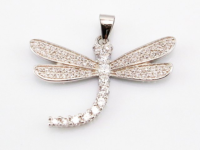 Colgante libelula de Plata rodiada con Circonitas blancas