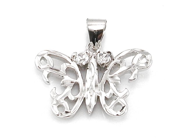 Colgante de Mariposa en Plata calada con Circonitas blancas