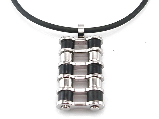 Colgante Acero combinado negro con cordón