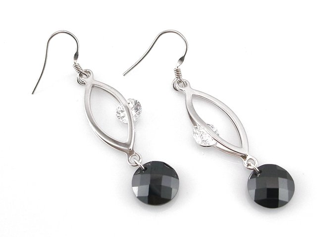 Pendientes de Plata rodiada con doble Circonita blanca y negra