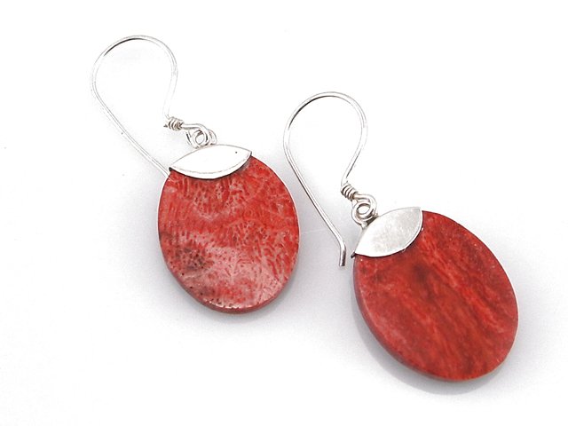 Pendientes de Plata de ley y Coral rojo