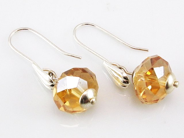 Pendientes de Swarovski beig y Plata de Ley