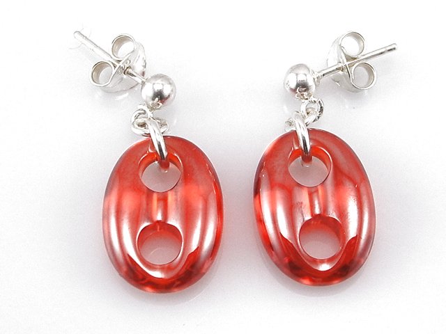 Pendientes Calabrote de Circonita roja y Plata de ley