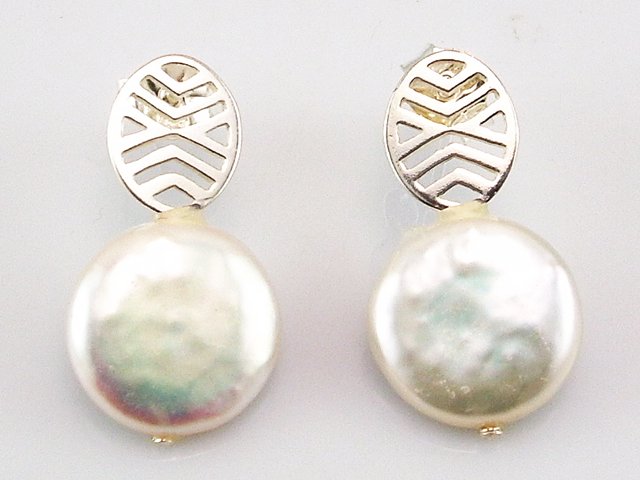 Pendientes Raqueta de Plata y Perla Cultivada