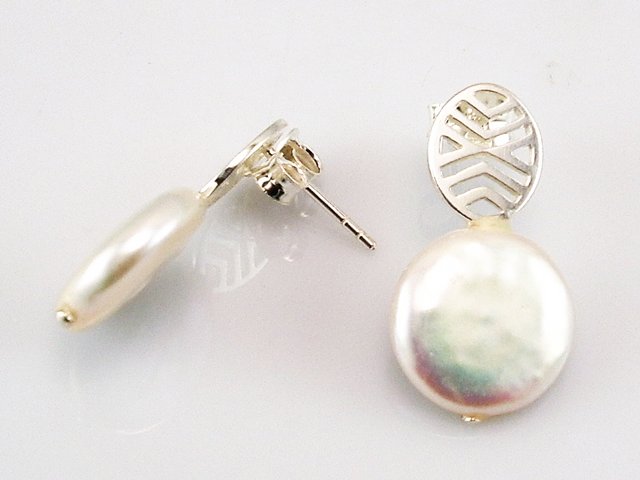 Pendientes Raqueta de Plata y Perla Cultivada 1