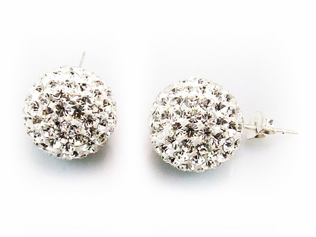 Pendientes en Plata de Ley con Cristales Blancos 14 Mm.