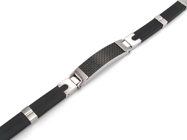 Pulsera de Acero y Caucho con Placa de Fibra de Carbono 1