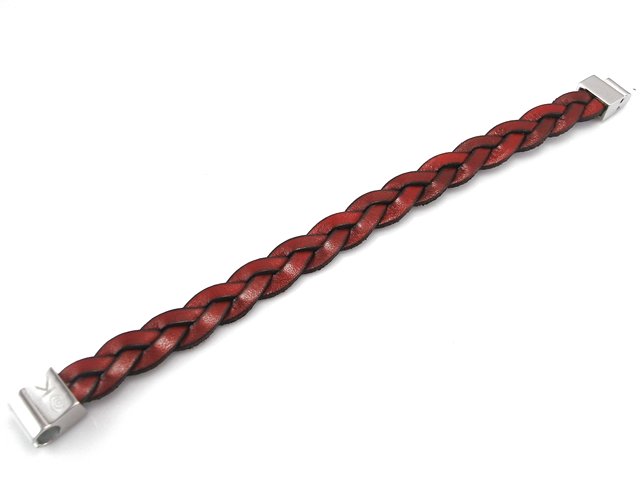 Pulsera de Piel trenzada Burdeos 1