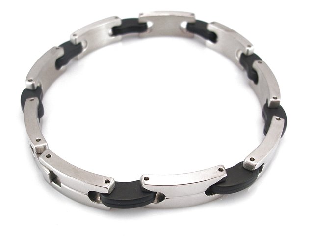 Pulsera con eslabones Acero inoxidable y Caucho
