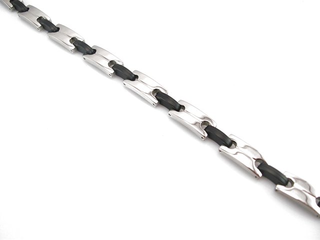 Pulsera con eslabones Acero inoxidable y Caucho 1