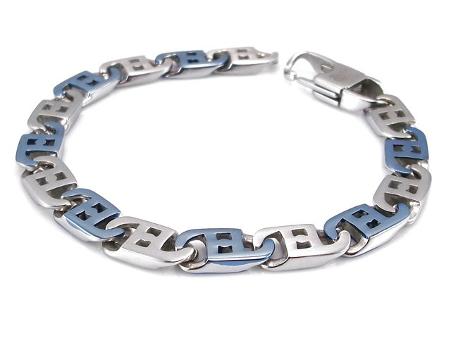 Pulsera hombre con eslabones de Acero mate y azules