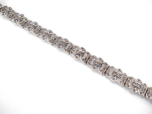 Pulsera de Plata de ley envejecida con Marquesitas