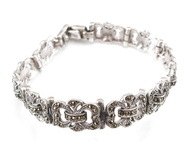 Pulsera de Plata de ley envejecida con Marquesitas 1