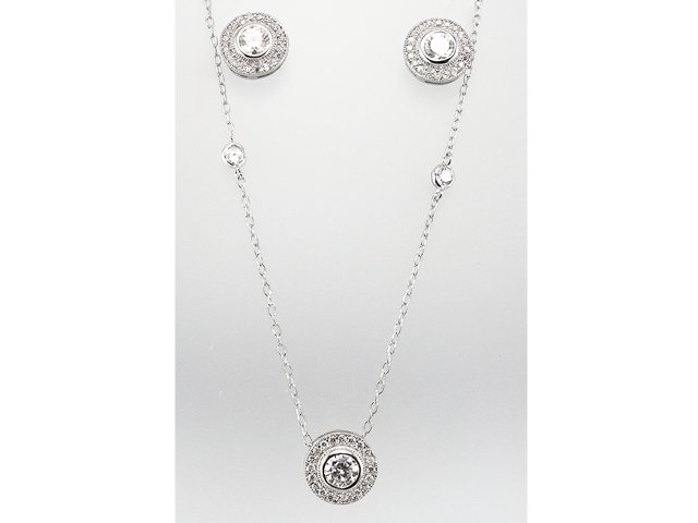 Conjunto Gargantilla y Pendientes de Plata de ley y Circonitas