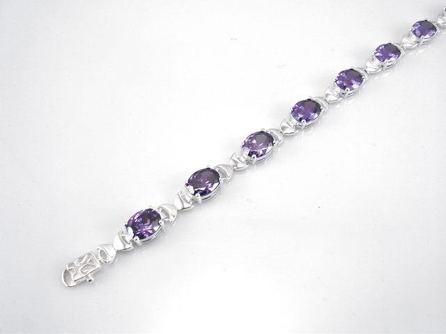 Pulsera de Plata con Circonitas moradas 1