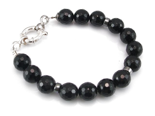 Pulsera de Plata y Onix facetado 10 Mm.