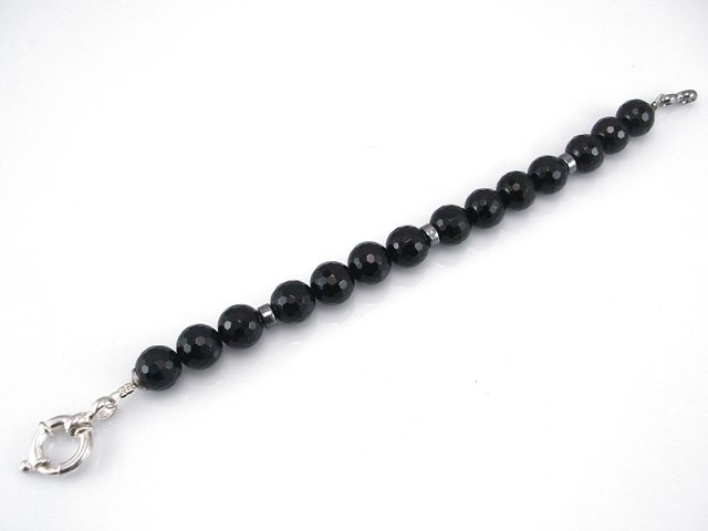Pulsera de Plata y Onix facetado 10 Mm. 1