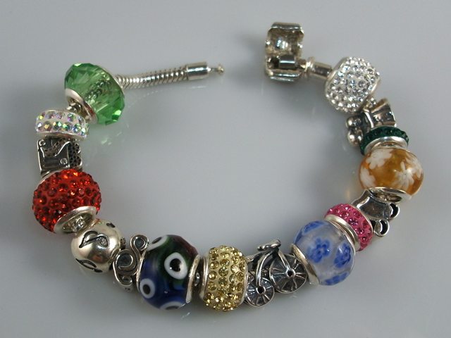 Pulsera con abalorios multicolor de Plata de ley  
