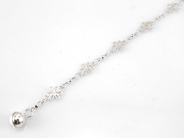 Pulsera Tobillera con cascabel de Plata de Ley 1