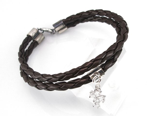Pulsera tipo Charms cordon trenzado con Cruz de Plata de ley