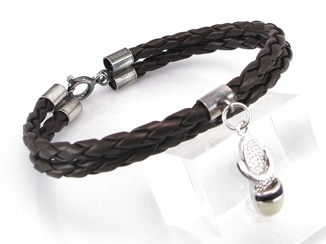 Pulsera de estilo Charms cordón trenzado y Plata de ley