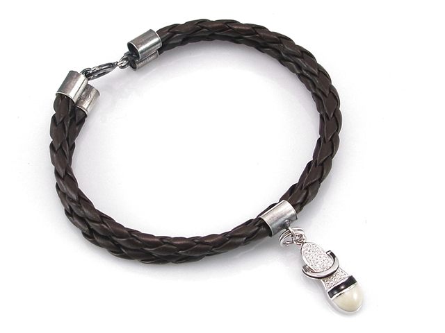 Pulsera de estilo Charms cordón trenzado y Plata de ley 1