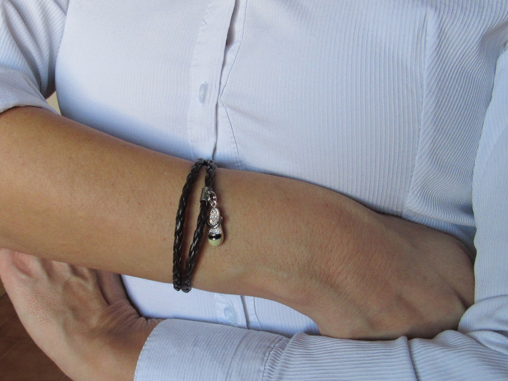 Pulsera de estilo Charms cordón trenzado y Plata de ley 2