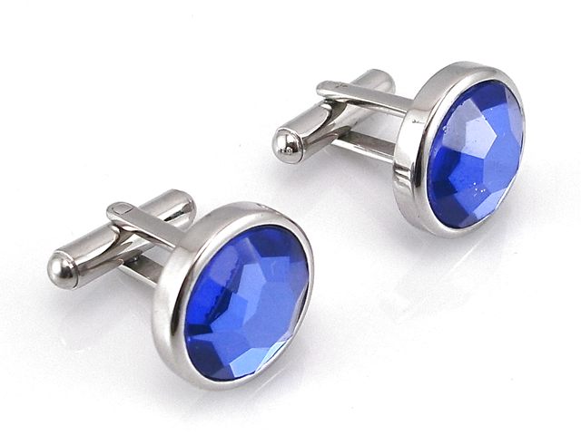 Gemelos en Acero inoxidable con piedra azul