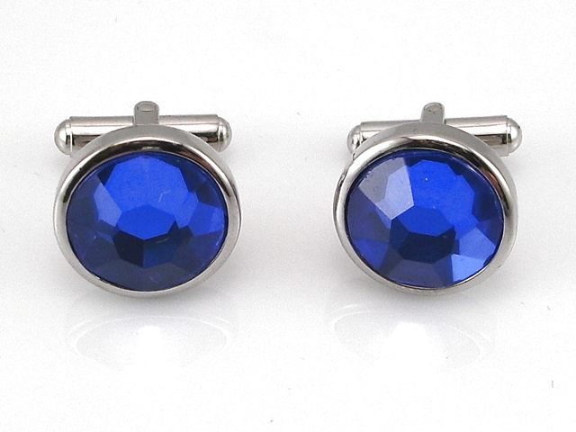 Gemelos en Acero inoxidable con piedra azul 1