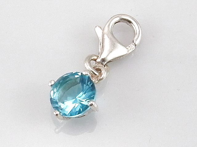 Colgante de Plata Estilo Charms Cristal Azul