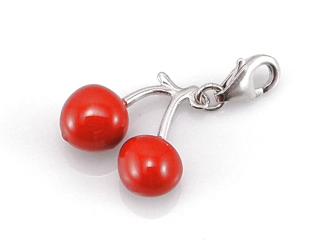 Colgante tipo charm cerezas de Plata de Ley