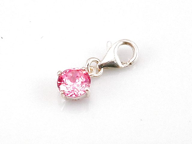 Colgante de Plata Estilo Charms Cristal Rosa