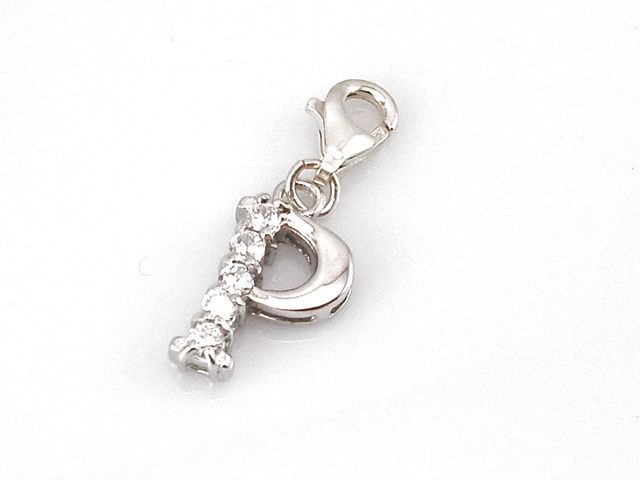 Colgante de tipo Charms letra P en Plata de ley rodiada