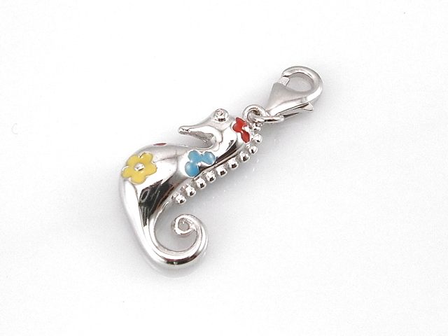 Colgante tipo charm Caballito de Mar con Esmalte en Plata de ley