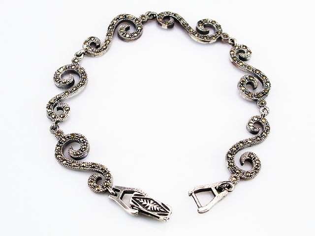 Pulsera con Marquesitas en Plata de ley vieja