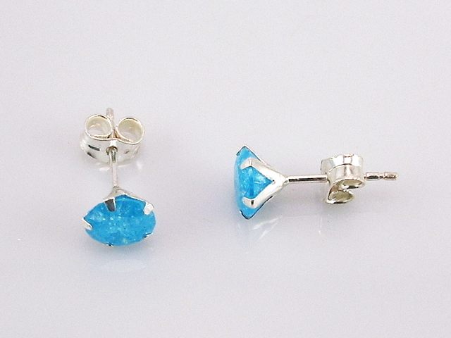Pendientes garras de Plata con piedra azul 6 Mm. 1